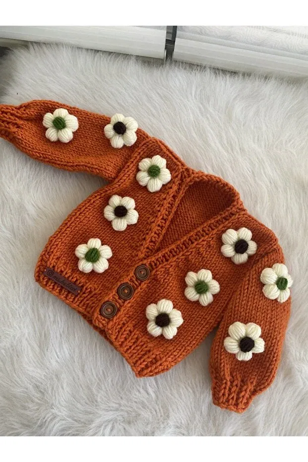 Детский кардиган с принтом Daisy cardigan El Emeği, Orange — фото 4