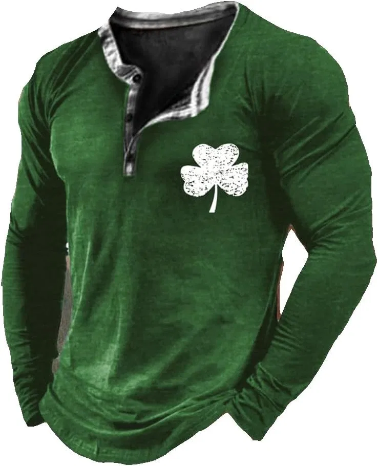 Мужская футболка с принтом клевера St. Patricks Day, Green