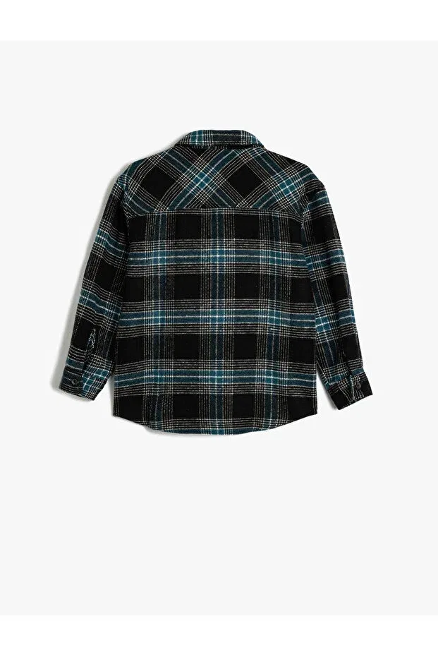 Детская рубашка для мальчиков с длинным рукавом Lumberjack shirt Koton, Navy Blue Patterned — фото 2