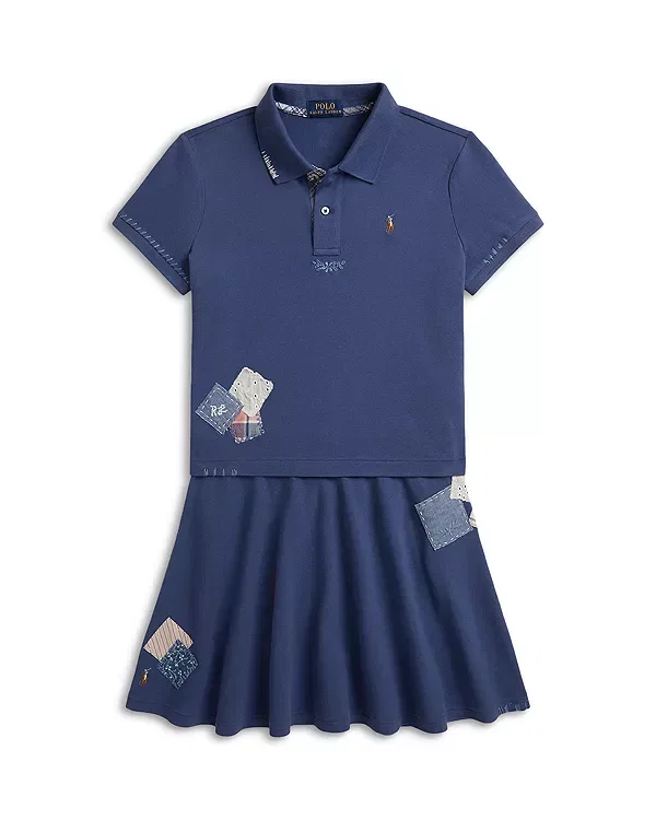 Детский комплект для девочек из футболки и юбки Ralph Lauren, Old Royal