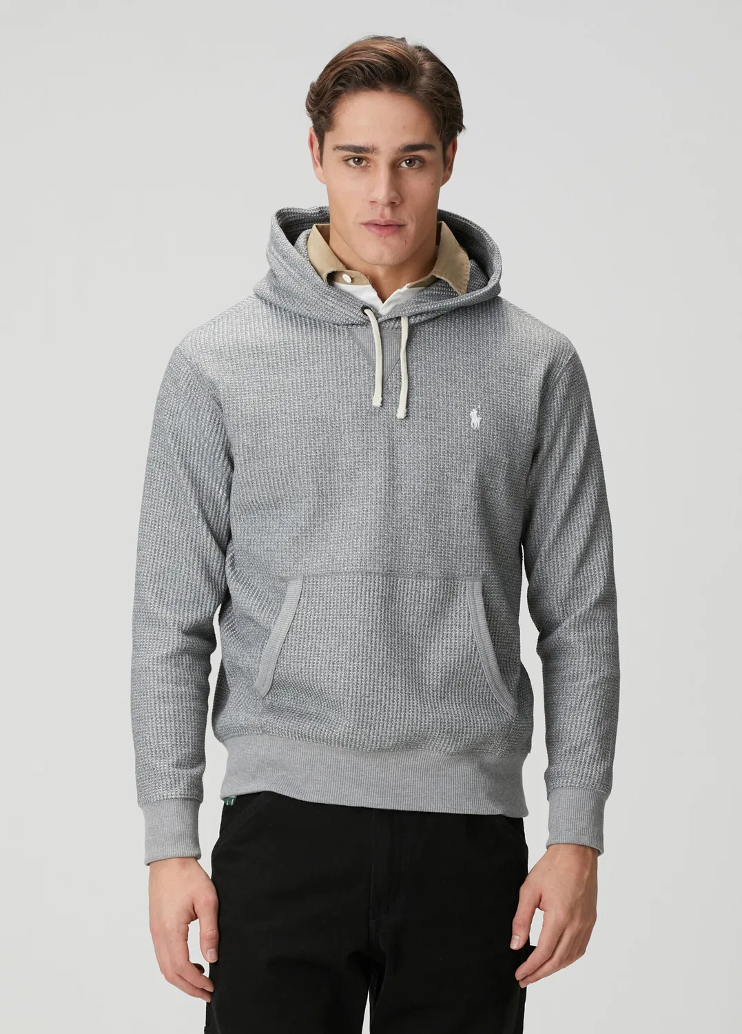 Свитшот с капюшоном вафельный Polo Ralph Lauren, gri