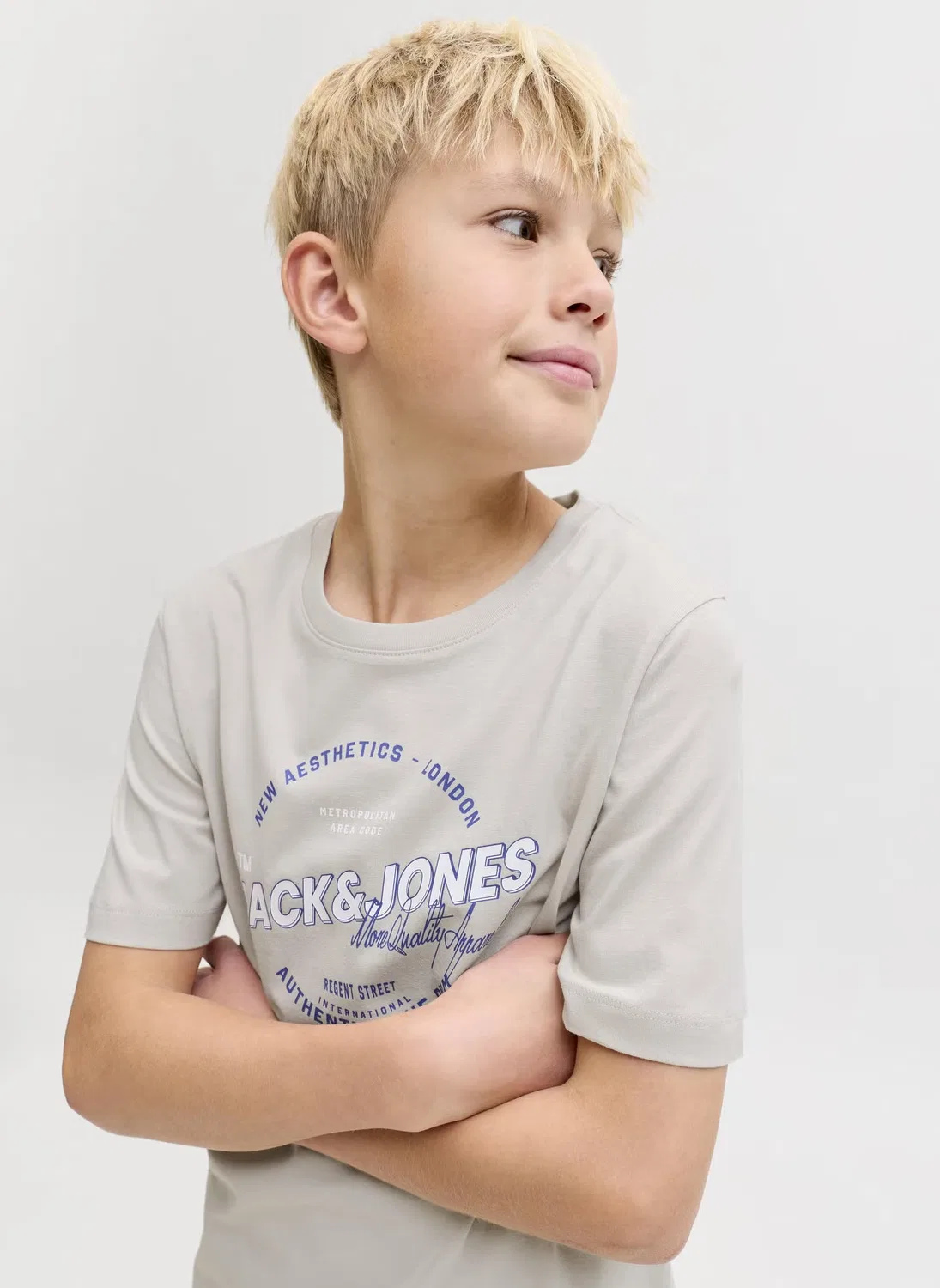 Футболка с принтом с коротким рукавом Jack & Jones Junior, серый — фото 3