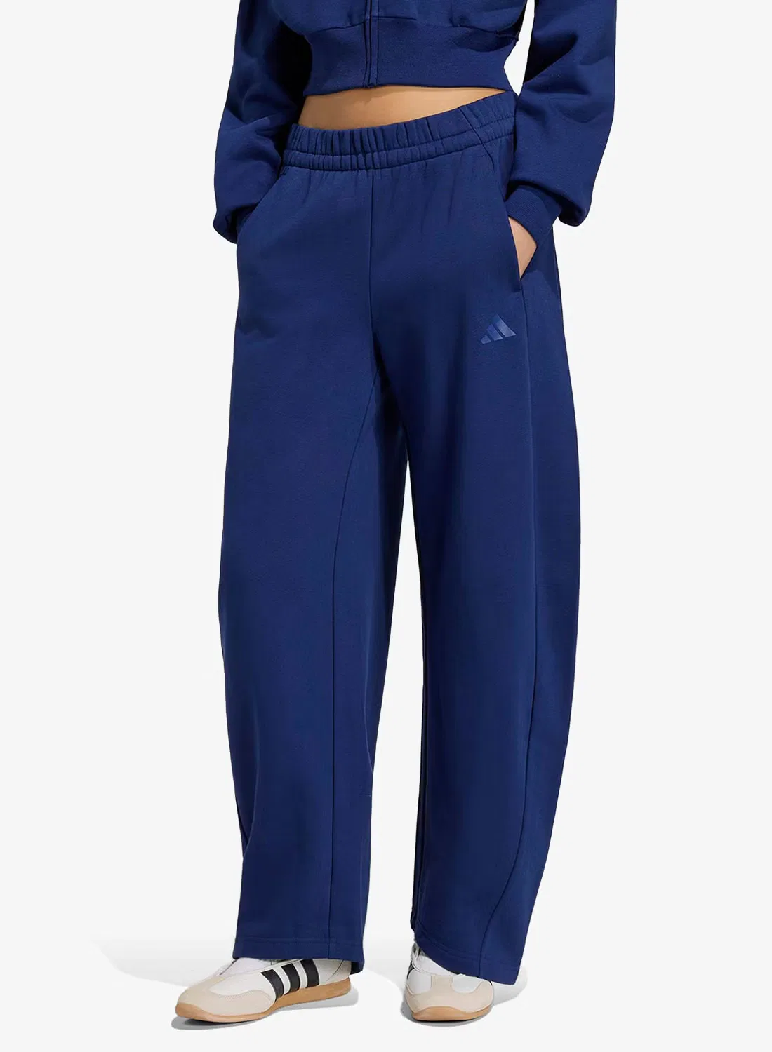 Брюки-джоггеры из флиса с кулиркой, модель Essentials Contemporary, Adidas, темно-синий