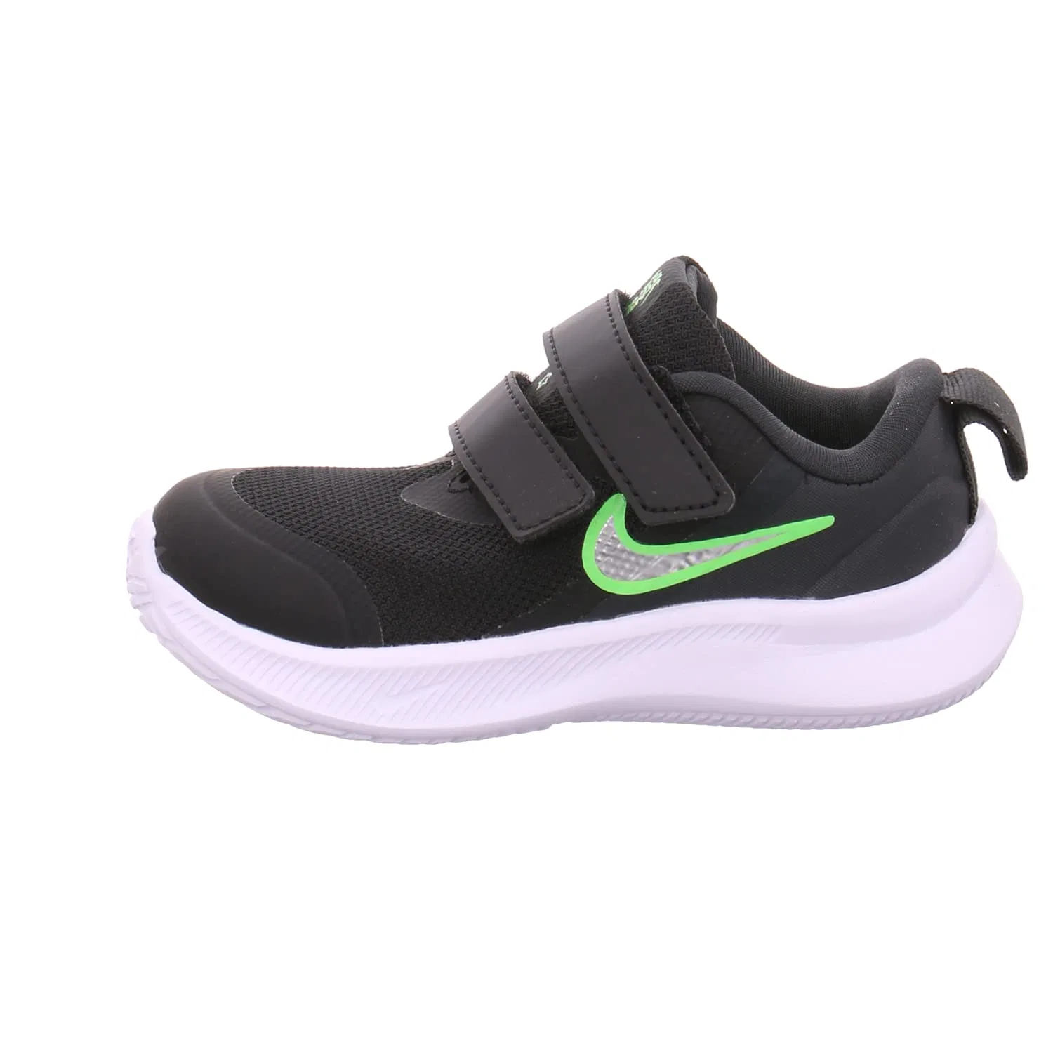 Детские кроссовки для мальчиков с застежкой-шнурками Star Runner 3 NIKE, Black Chrome Dark Smoke Grey Green Strike