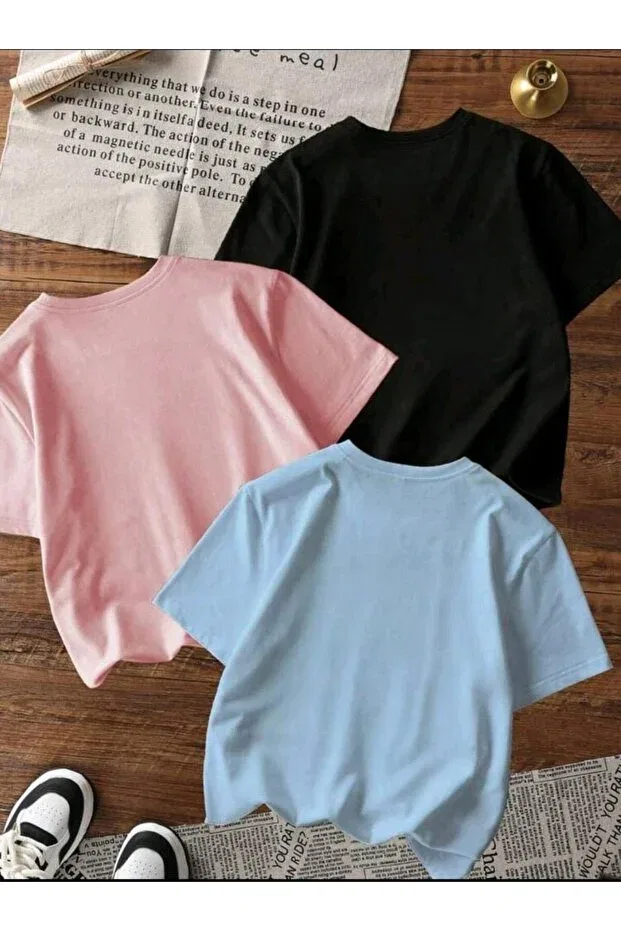 Детская футболка для девочек с принтом Capybara printed short sleeved t-shirt pack Magors, Black-Pink-Blue — фото 4