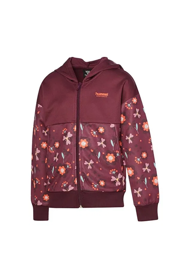 Детское худи на молнии для мальчиков с принтом Hummel, Burgundy