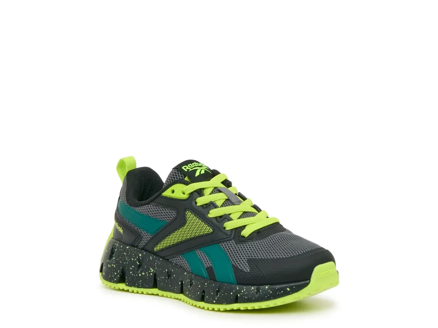 Кроссовки slip-on Zig Vector, детские, Reebok, черный/серый/зеленый