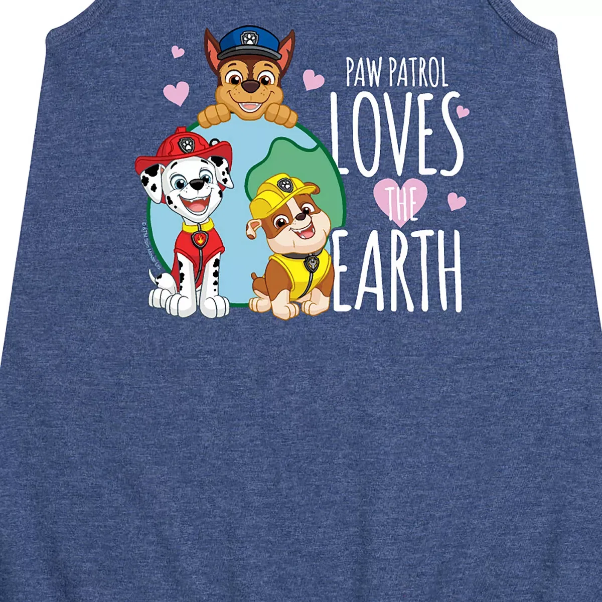 Детское платье-трапеция без рукавов с принтом PAW Patrol Loves Earth, Heather Navy — фото 2