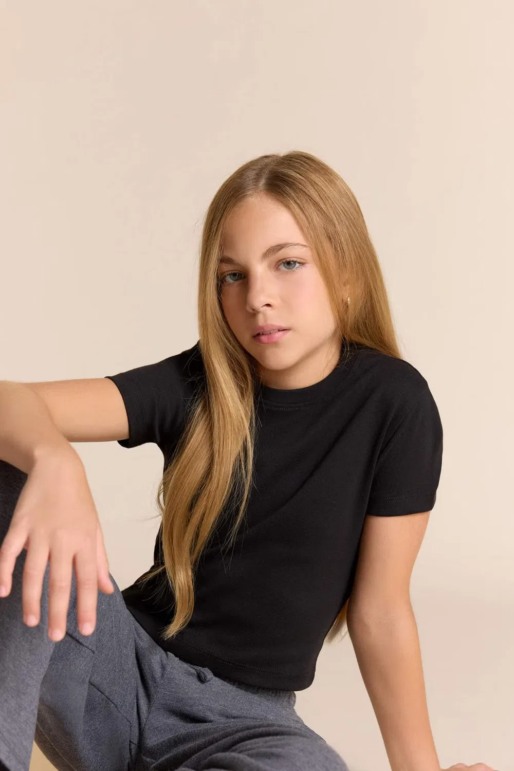 Футболка с коротким рукавом, модель Crew Neck, Defacto, черный