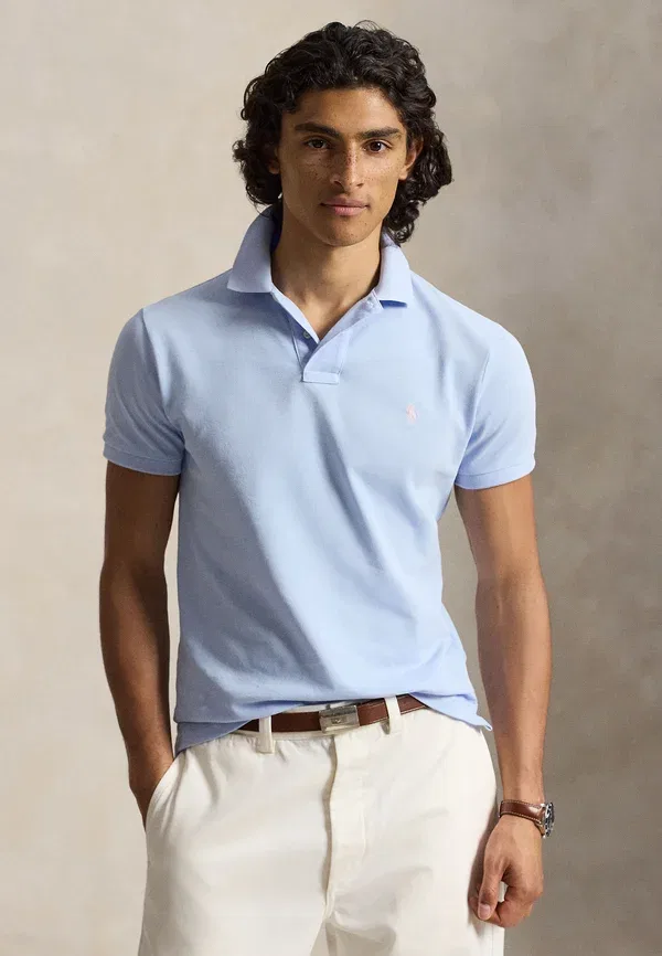 Футболка поло из пике, Polo Ralph Lauren, Pebble Blue, синий