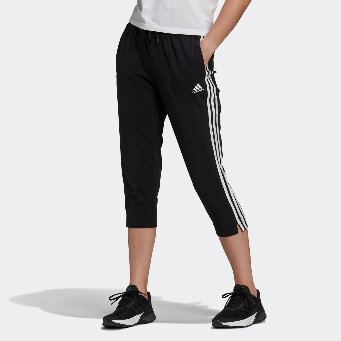 Брюки 3/4 с логотипом Essentials Single Adidas, черный — фото 2