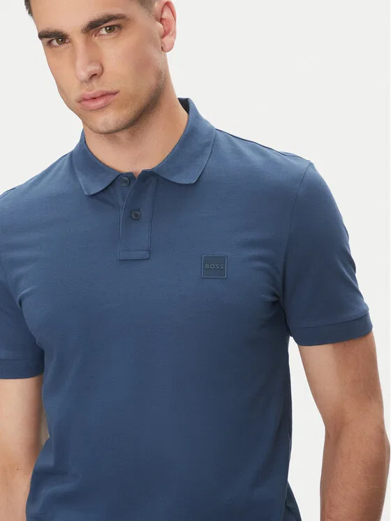 Поло slim fit Passenger Boss, синий — фото 4