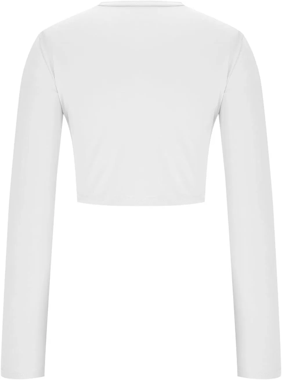 Женская облегающая футболка с длинным рукавом и круглым вырезом Crop Top, White — фото 3