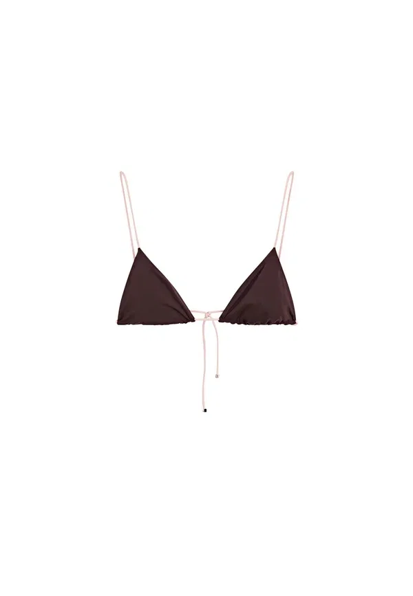 Топ бикини из полиамида с эластаном Contrast tie triangle Massimo Dutti, Pink, розовый