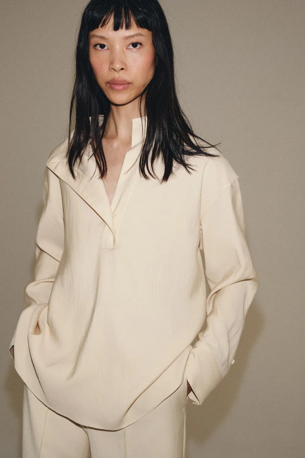 Футболка ZW Collection Crossover ZARA, Mid-ecru — фото 3