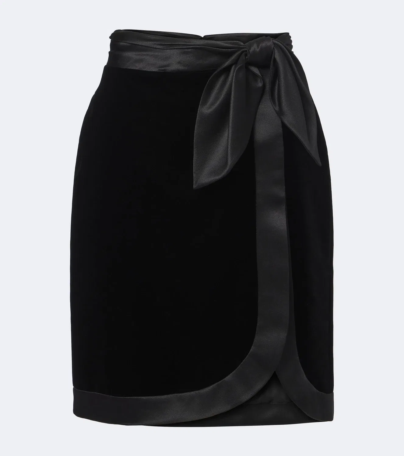 Бархатная юбка с запахом Saint Laurent, черный