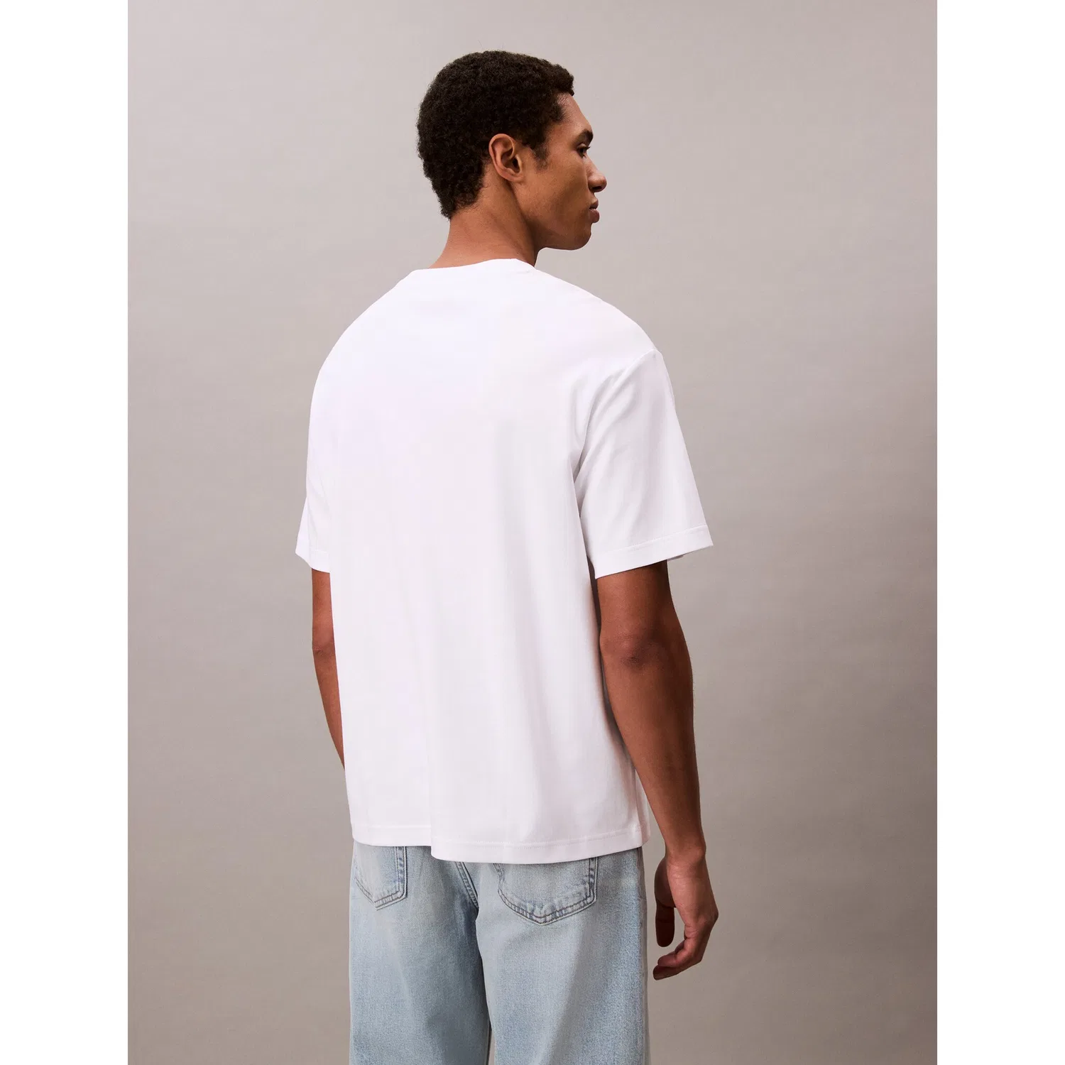Мужская хлопковая футболка с круглым вырезом Calvin Klein, White — фото 2