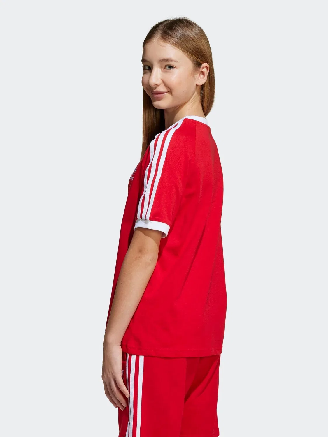 Футболка с тремя полосками adidas Originals Adicolor, красный — фото 3