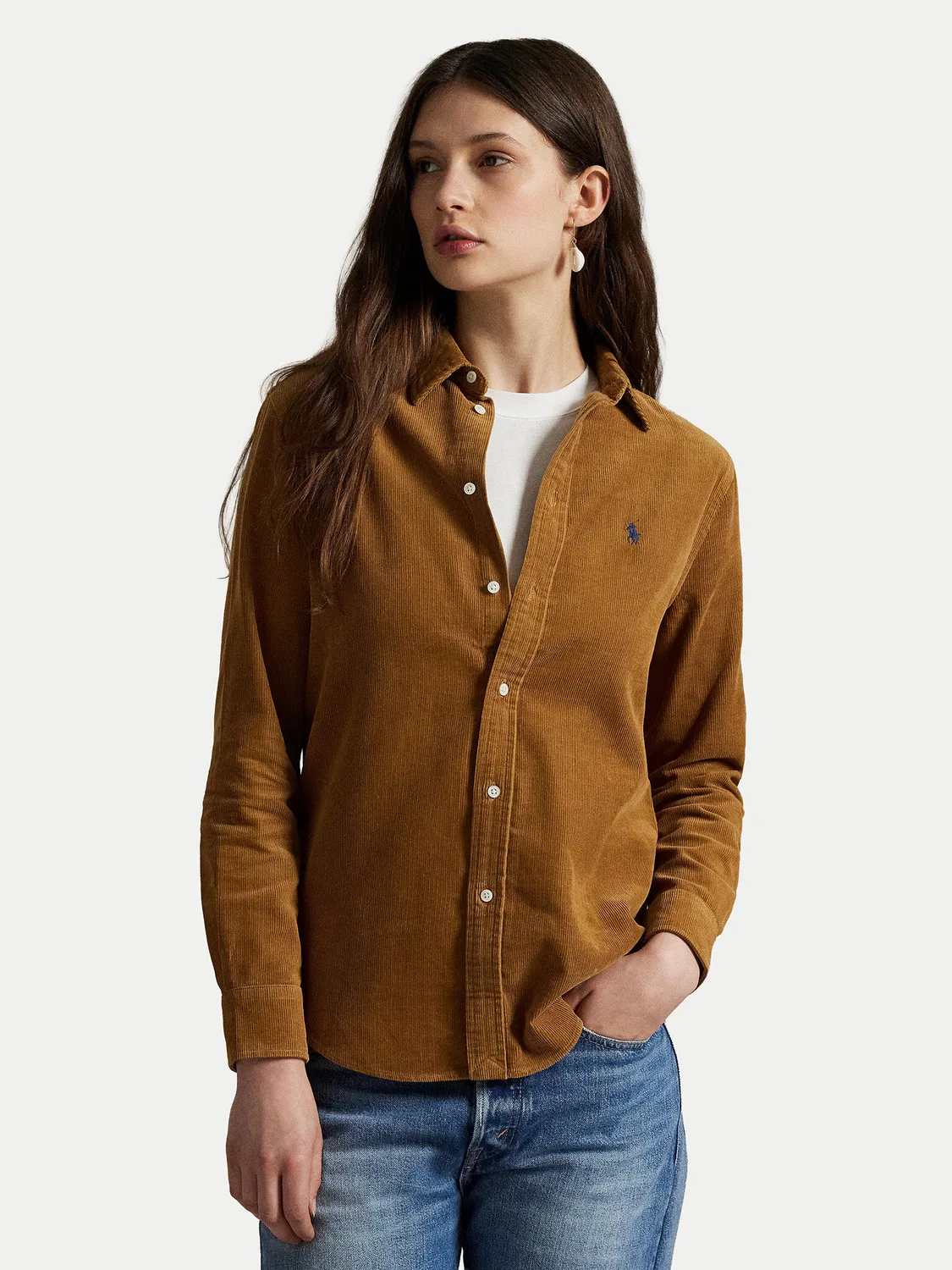Женская рубашка стандартного кроя Polo Ralph Lauren, светло-коричневый