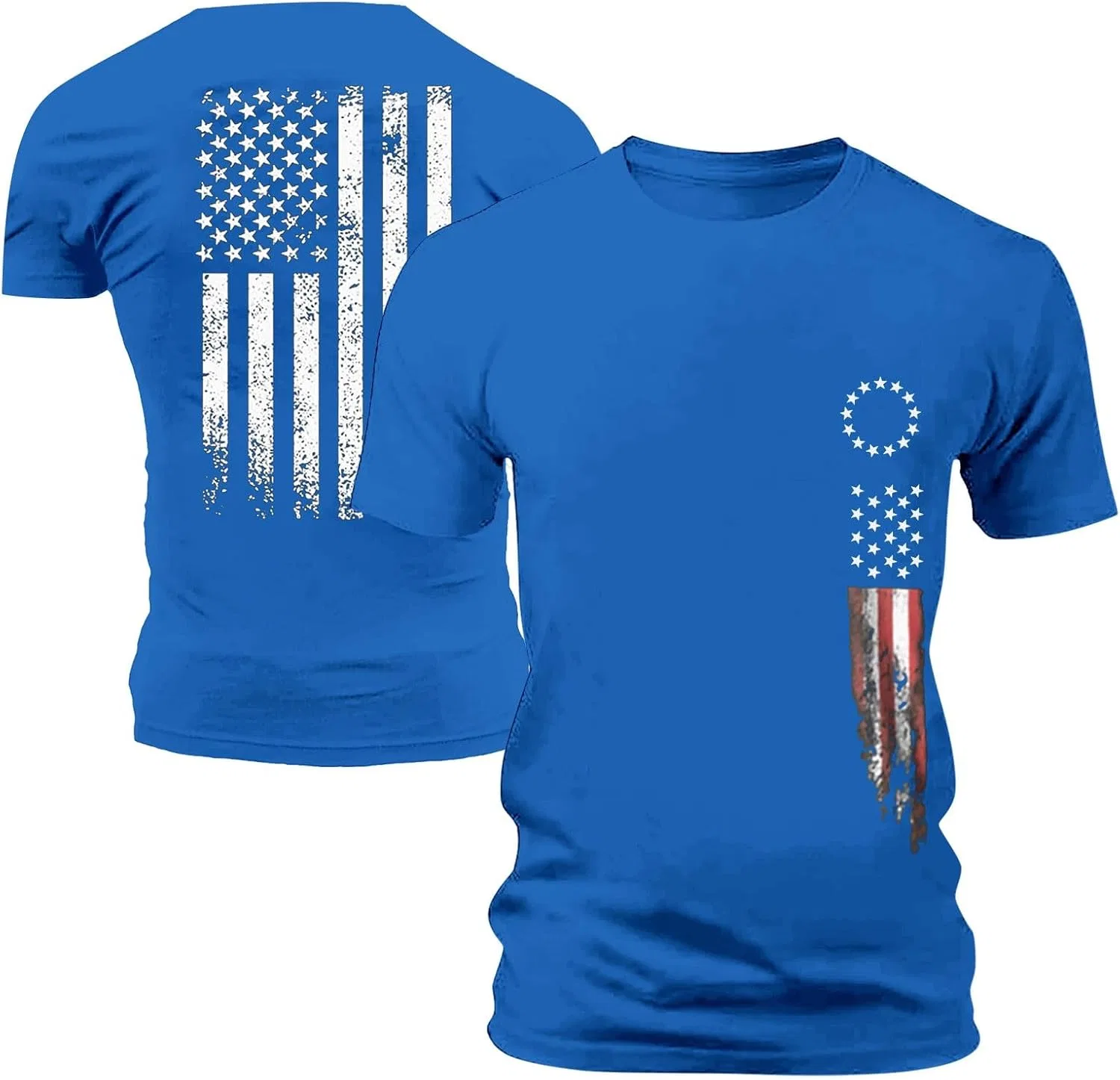 Мужская облегающая футболка с американским флагом, Blue