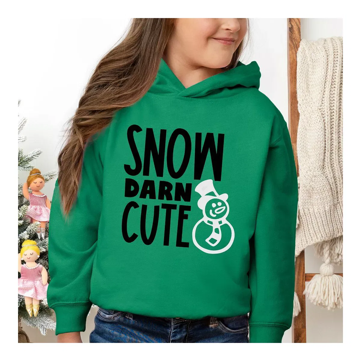 Детское худи с принтом Snow Darn Cute Glitter The Juniper Shop, Kelly — фото 2