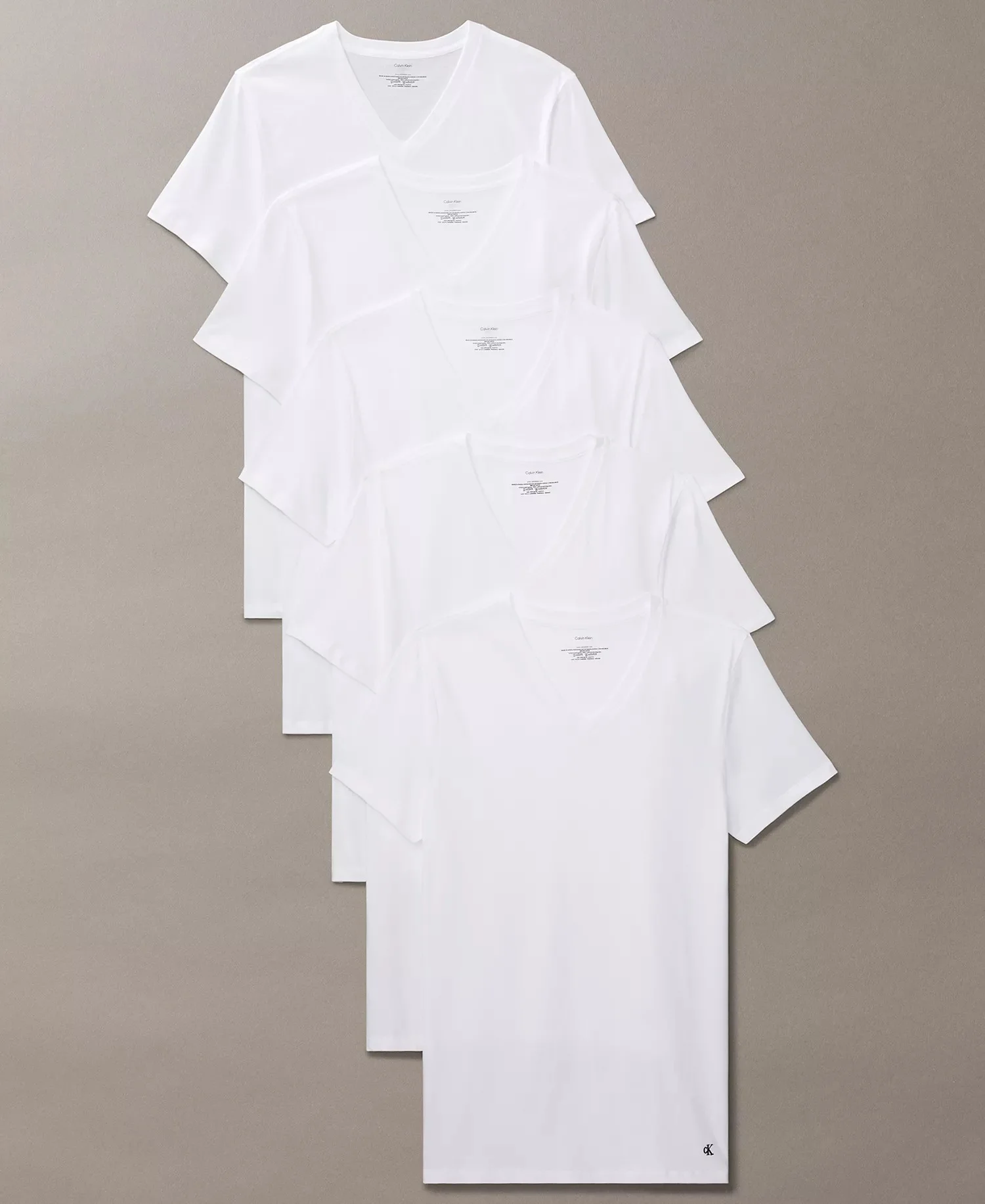 Мужские футболки с V-образным вырезом Cotton Classics Calvin Klein, 5 штук, белый