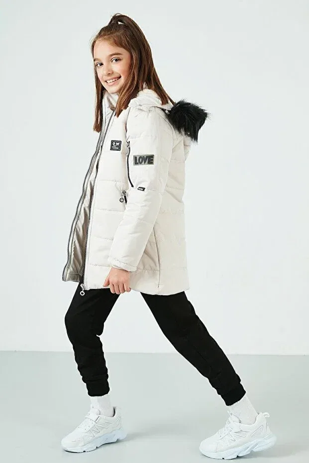 Детское пальто с капюшоном для девочек Lela, Light Beige