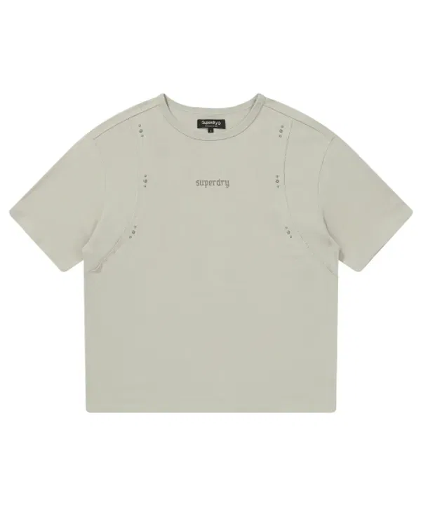 Футболка с шипами, Women's Stud Detail T-shirt, Superdry, бежевый