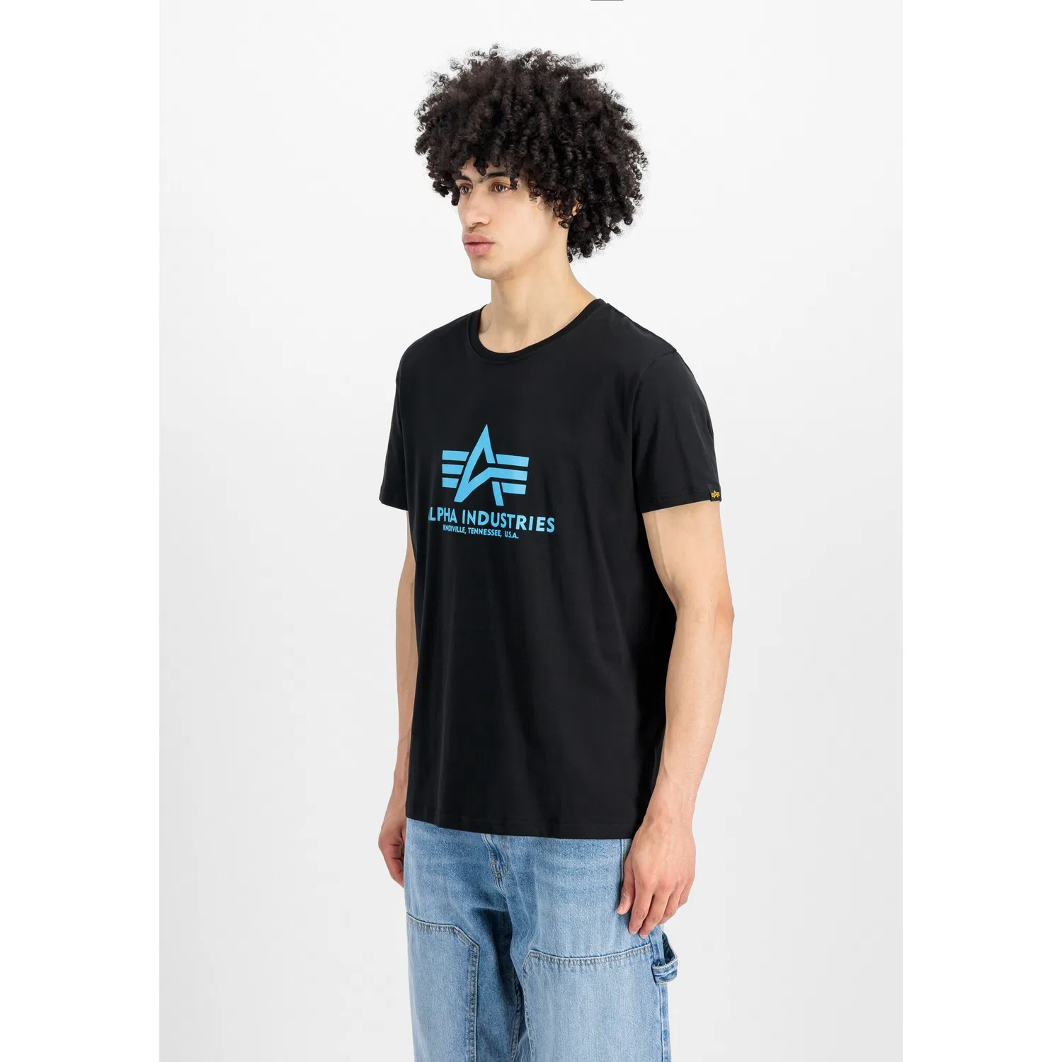 Детская футболка с принтом Alpha Industries, Black/Blue