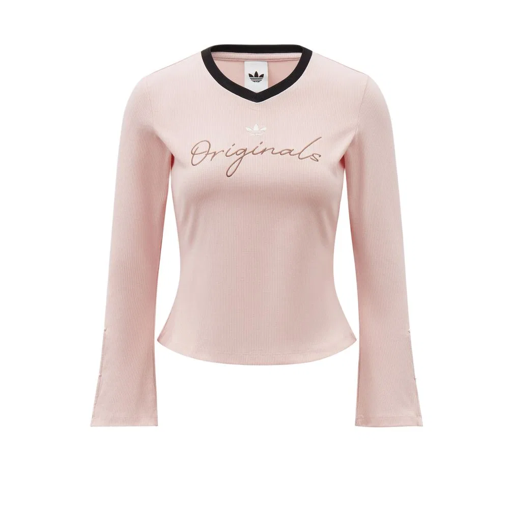 Женская футболка с V-образным вырезом Adidas Originals, Pink