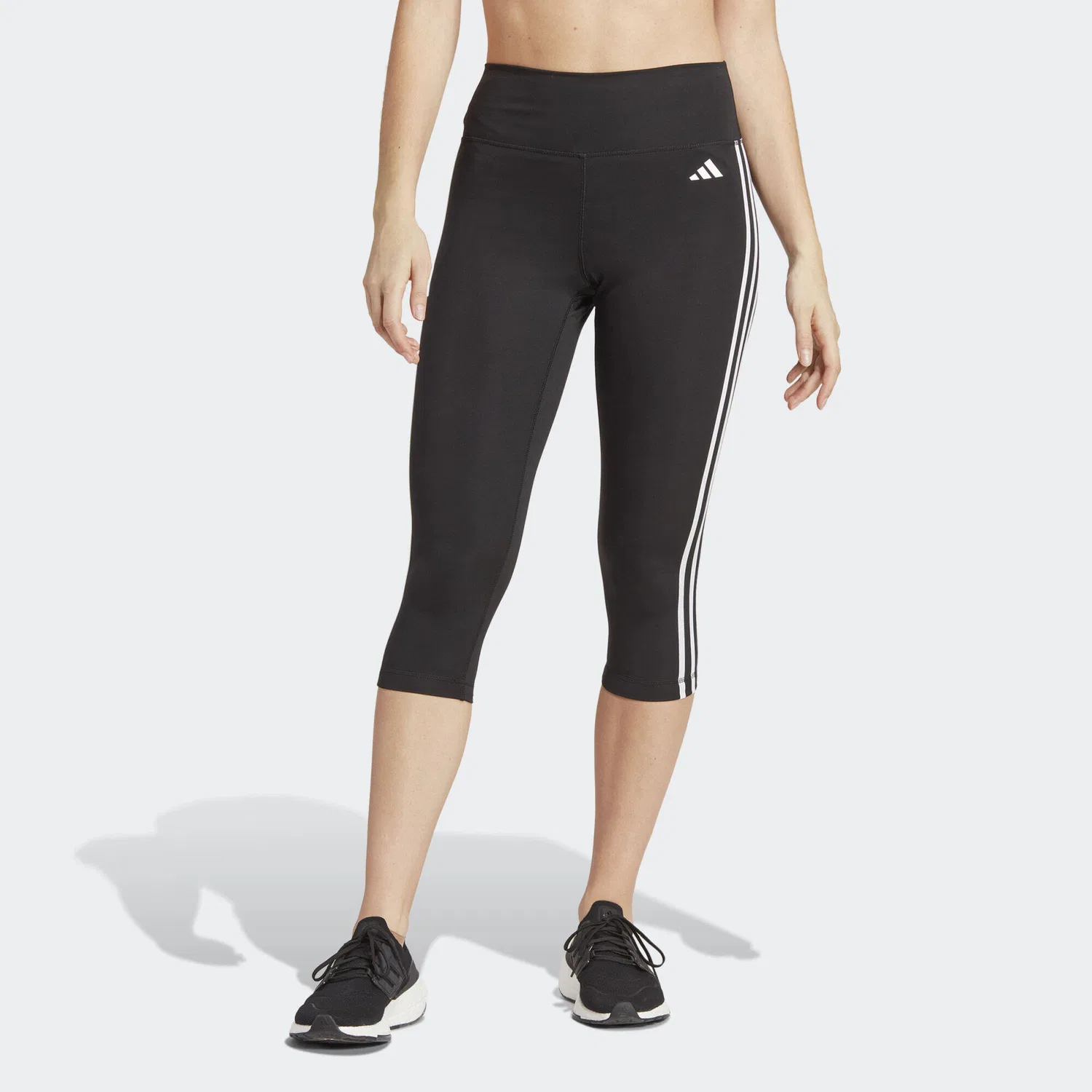 Женские леггинсы с высоким поясом Train Essentials 3-Streifen High-Waisted 3/4-Leggings Adidas, Schwarz