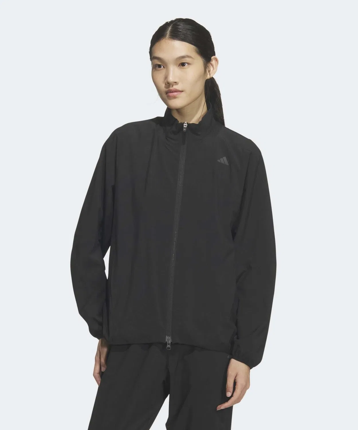 Женская куртка-ветровка свободного кроя с высоким воротником, Adidas, Black