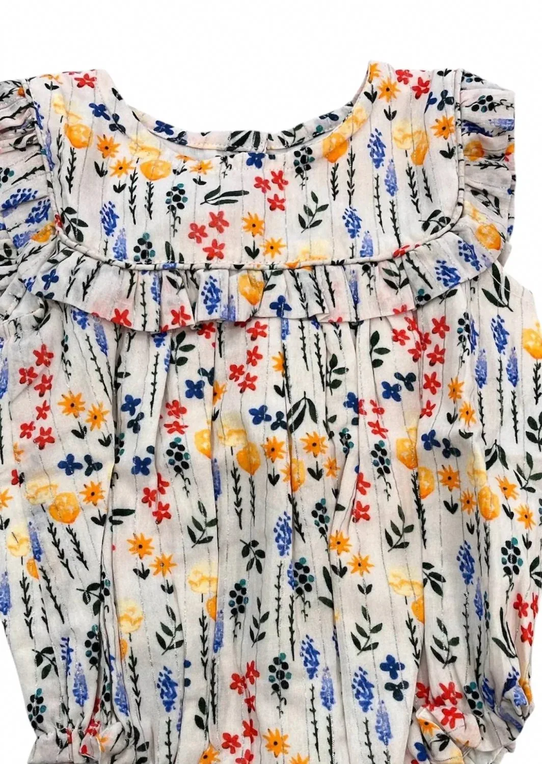 Детский боди-комбинезон для девочек с цветочным принтом Floral Bubble Smockingbird, Silver Spring — фото 2