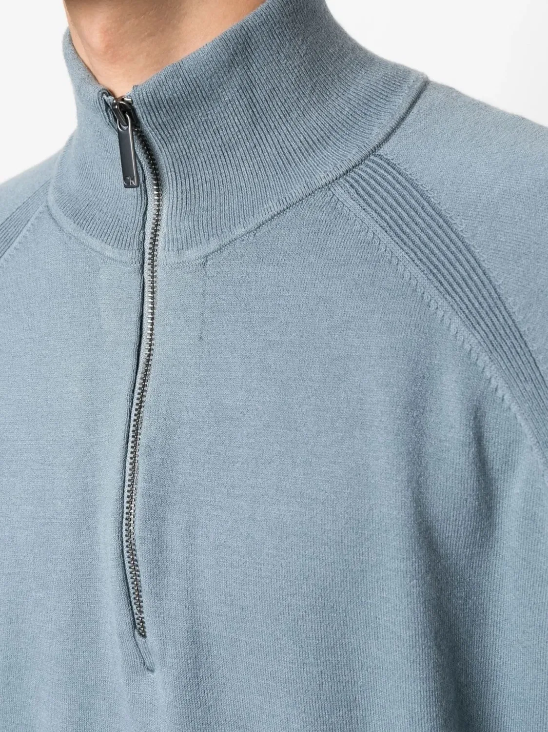 Джемпер с четвертью молнии из смеси лиоцелла Calvin Klein, синий — фото 4