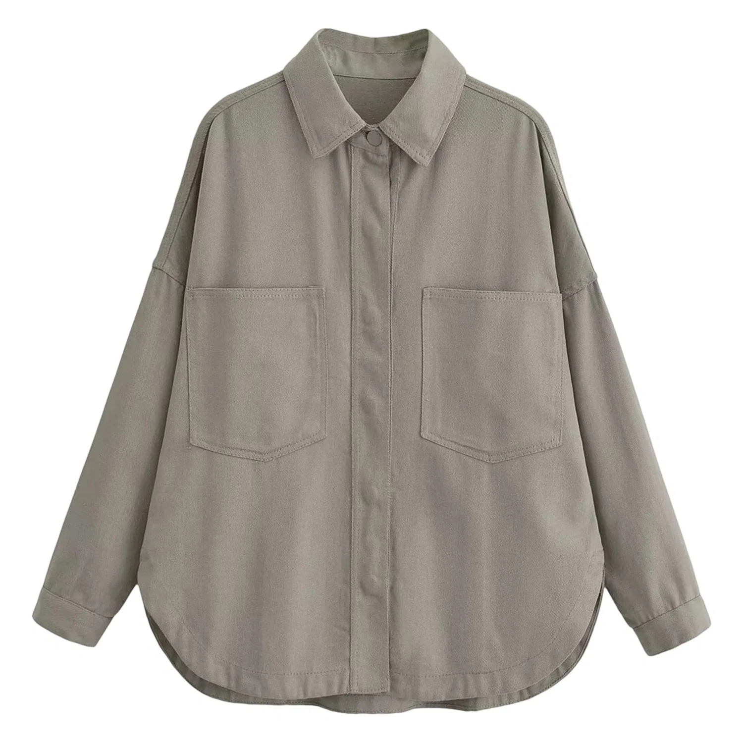 Женская джинсовая куртка oversize с пуговицами, Verde militare