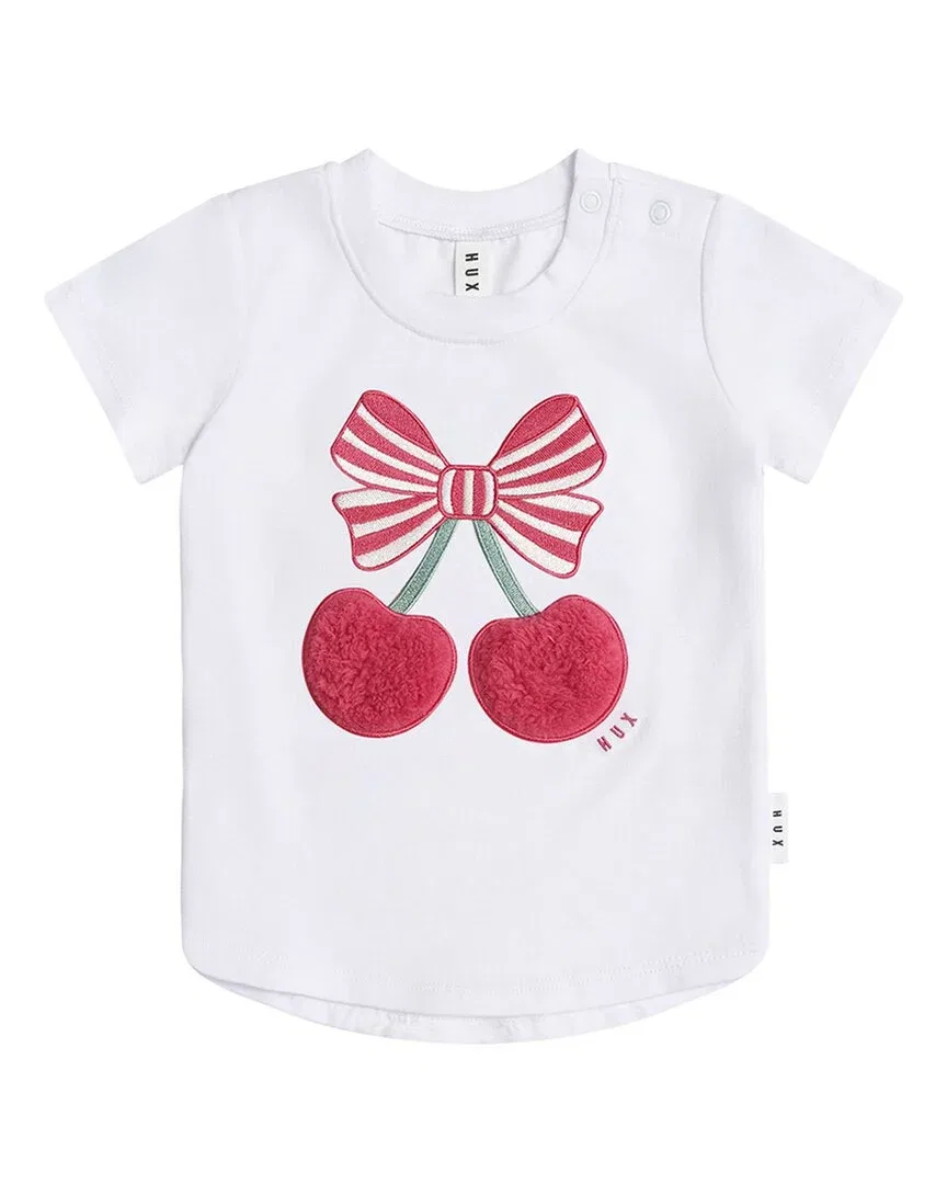 Детская футболка с вышивкой вишневого пирога Huxbaby Cherry Pie, White