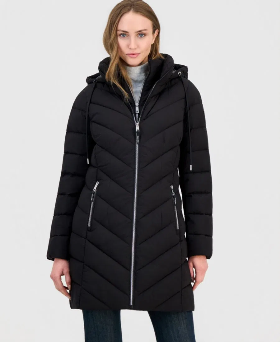 Укороченное пуховик-парка с капюшоном Calvin Klein, Black