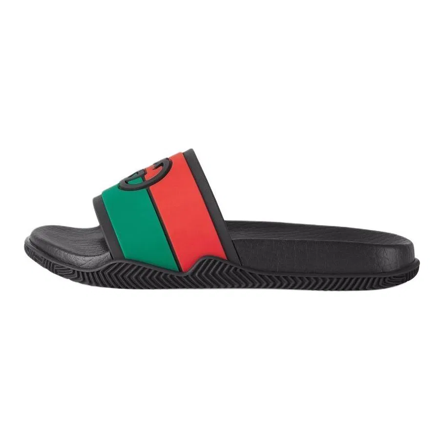 Детские шлепанцы с веб-деталями GUCCI, Green/Red