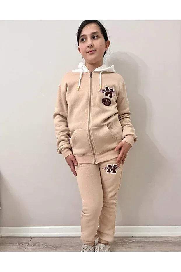 Детский спортивный костюм для девочек с принтом Esterella, Beige — фото 2