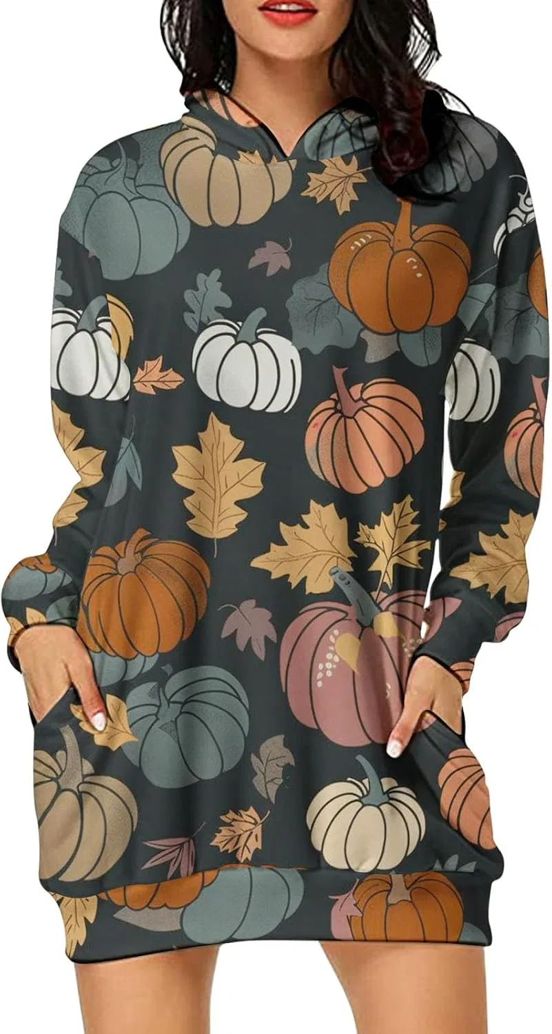 Женское платье-худи с принтом, Halloween, чёрный