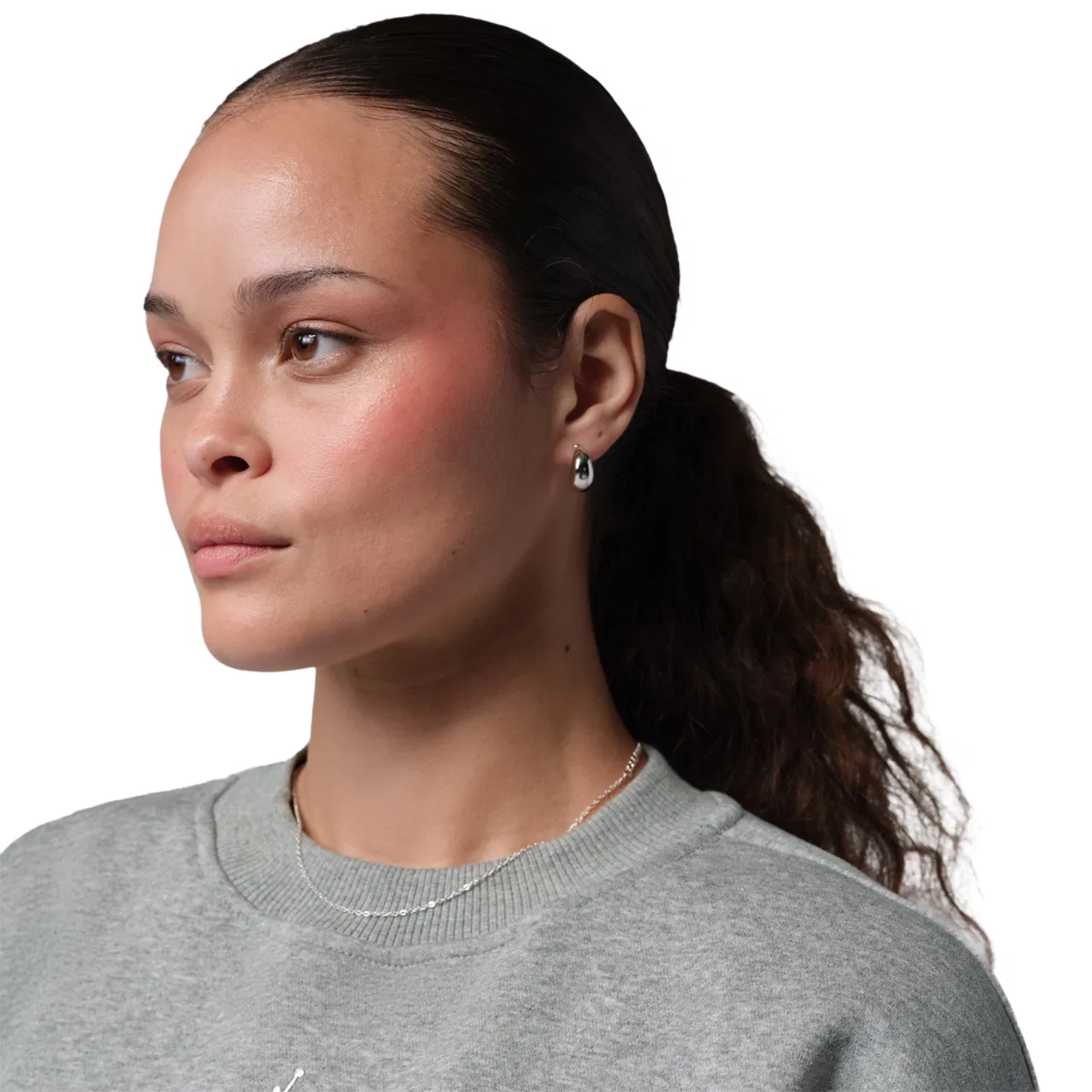 Женский свитшот с регланом, из футера, Jordan Brooklyn Fleece BB Pullover Hoodie, Jordan, Dk Grey Heather — фото 3