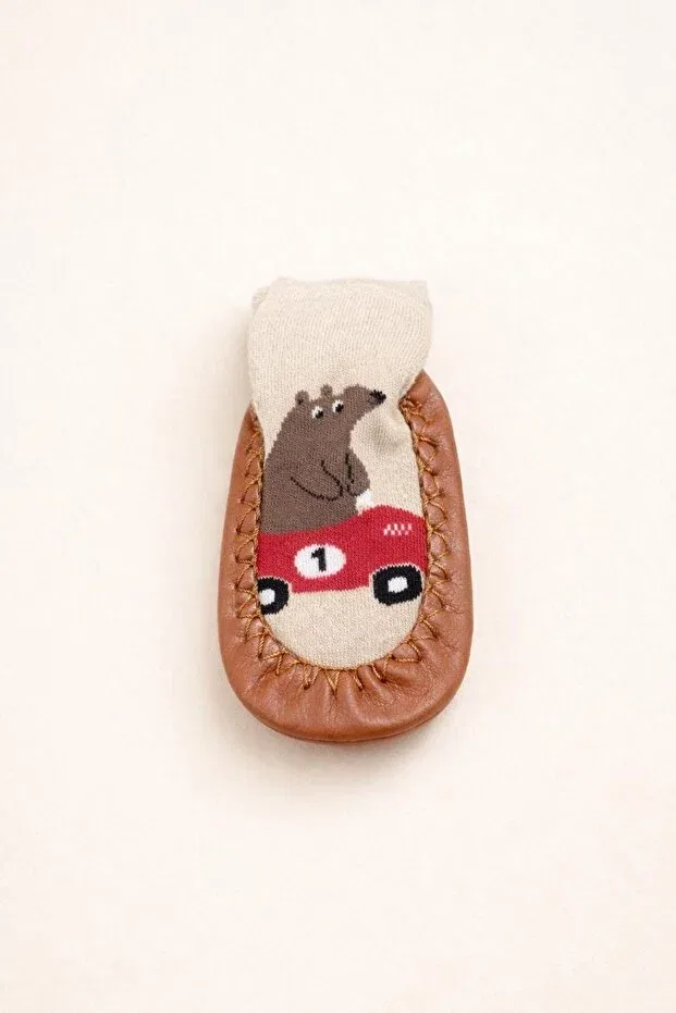 Детские носки для новорожденных кожаные Çarık socks Numix Baby Kids, Brown — фото 4