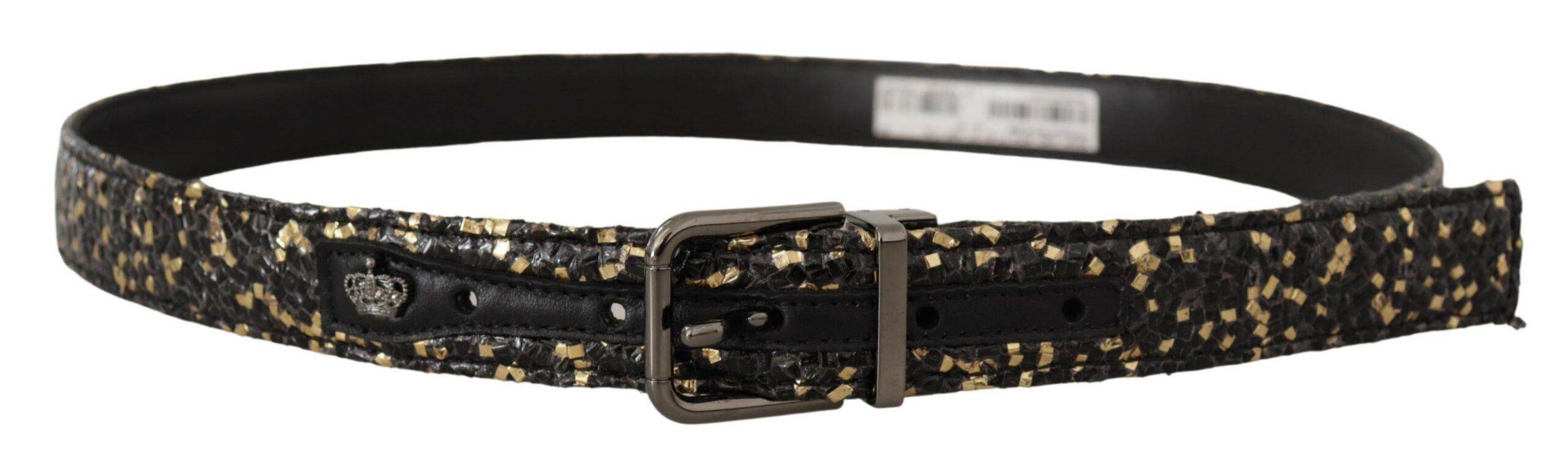 

Элегантный итальянский кожаный ремень с короной Dolce & Gabbana, черный