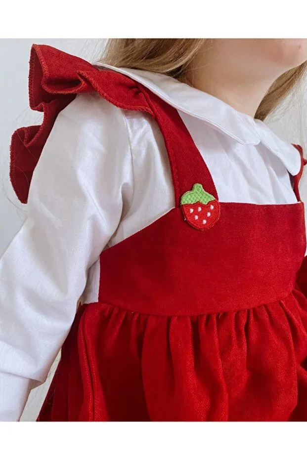 Детское платье-жилет для девочек с длинным рукавом Babyilay, Red — фото 4