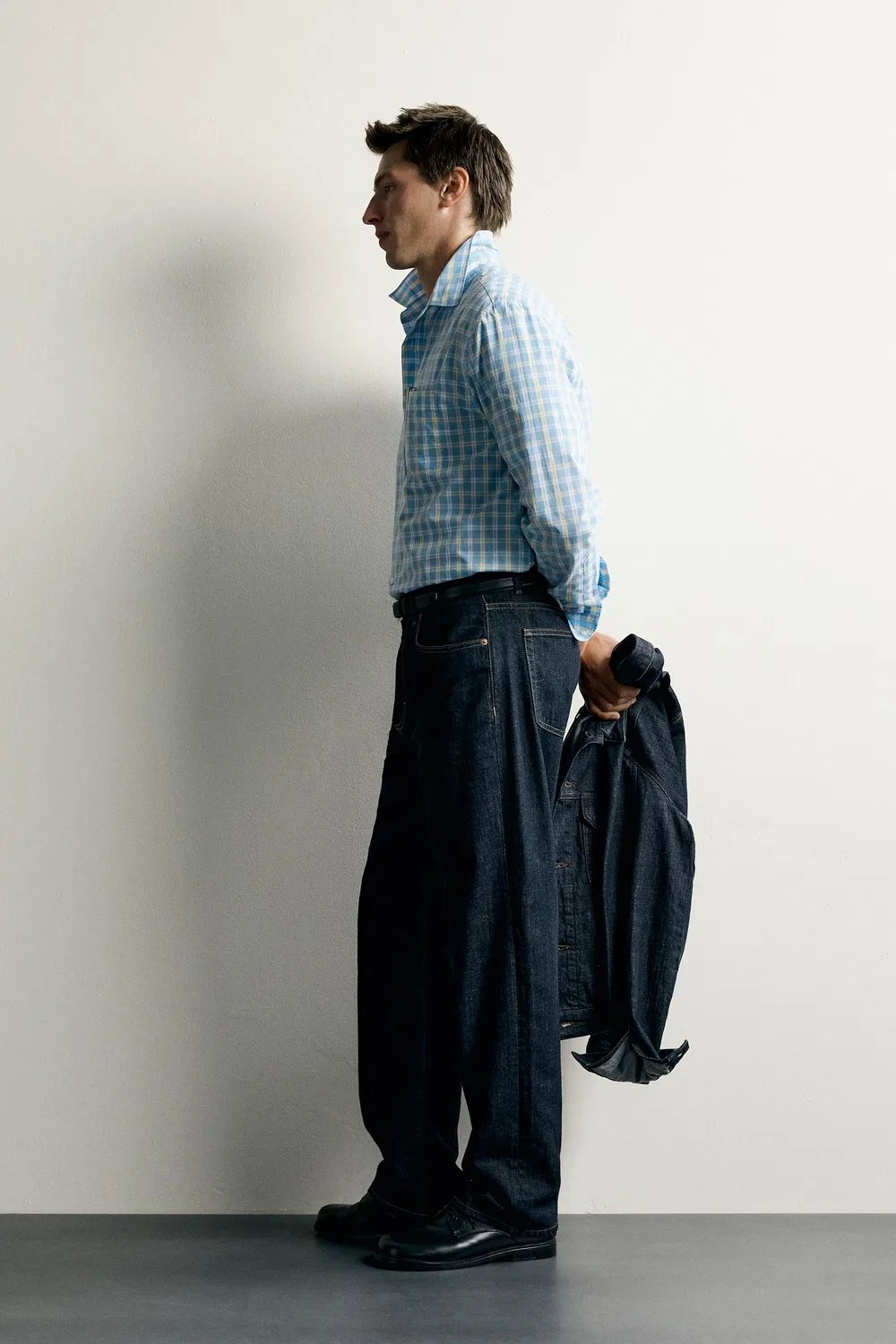 Рубашка в клетку стандартного кроя ZARA, Sea green — фото 4