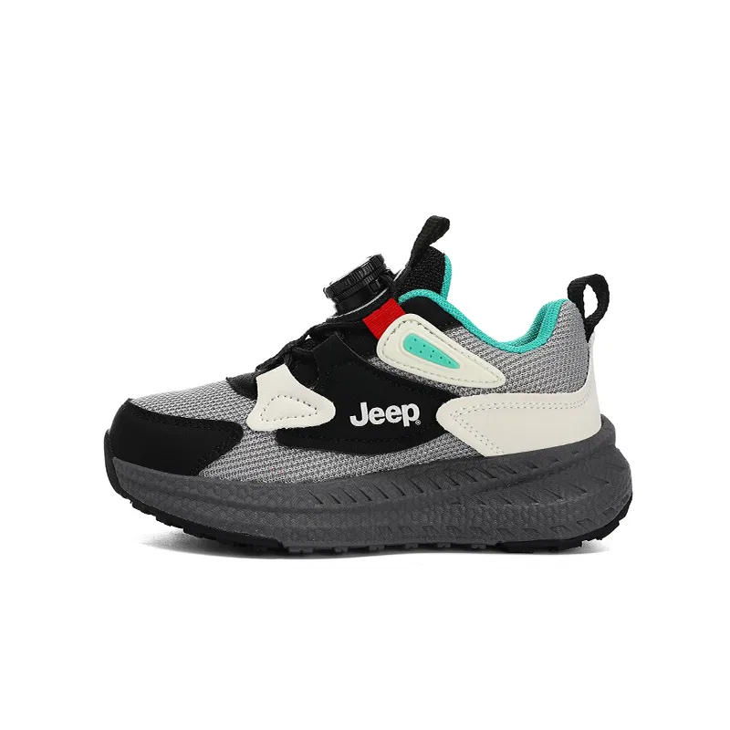 Детские кеды из экокожи с принтом, Low top Casual Shoes Kids' Jeep, Grey Black/Green