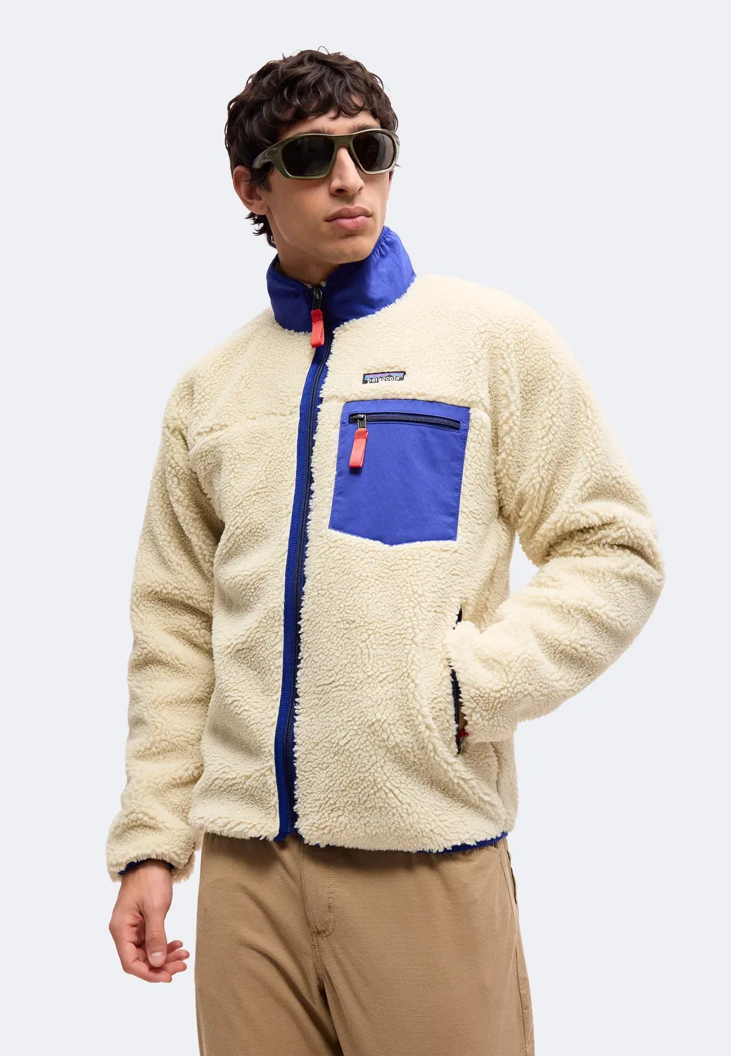 Классическая ретро-куртка из флиса Patagonia, Dark Natural/Cobalt Blue — фото 4