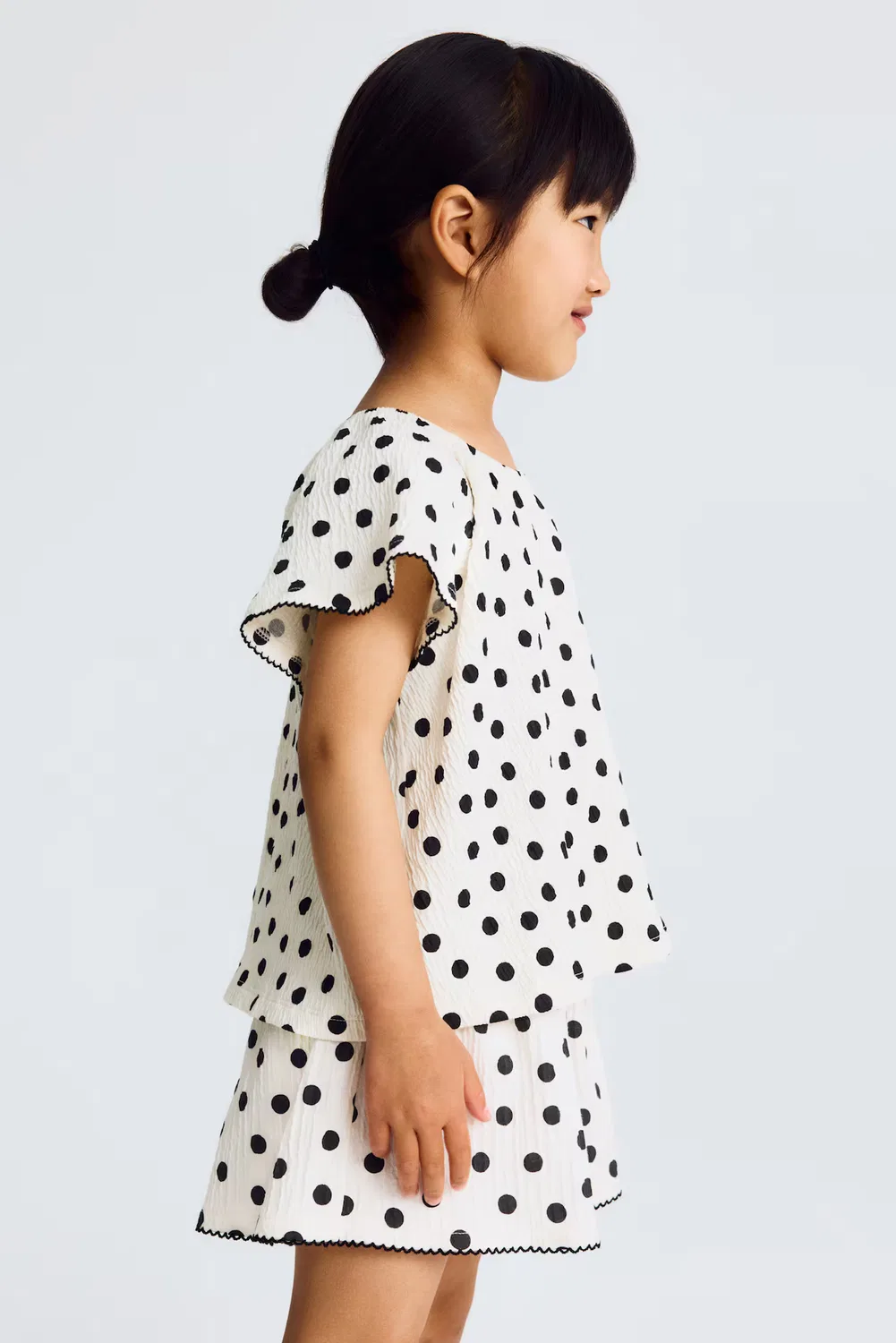Шорты с принтом из хлопкового трикотажа H&M, Cremefarben/Polka Dots — фото 3