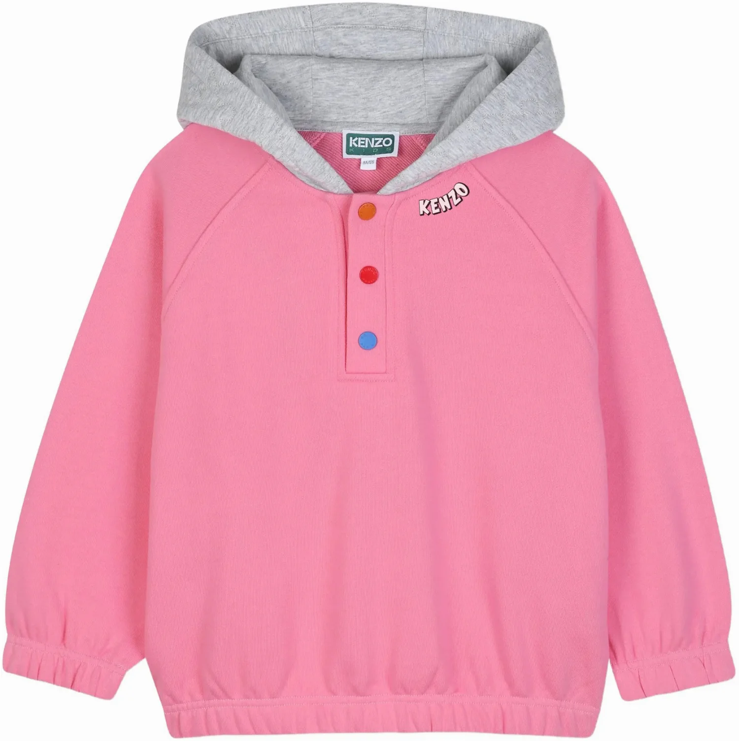 Худи Kenzo Kids с графичным принтом на пуговицах, розовый