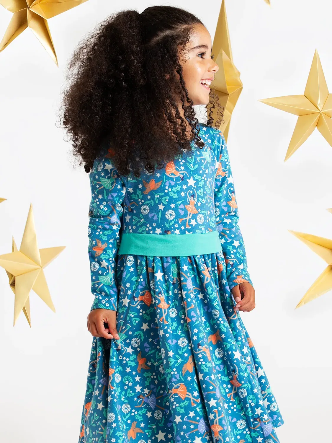 Детское платье для девочек Party skater dress Frugi, Blue — фото 4